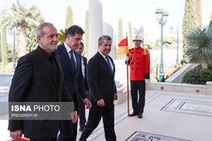 دومین روز سفر رئیس جمهور به عراق؛ پزشکیان در اربیل عراق/ از نشست مشترک با مقامات ارشد اقلیم کردستان تا دیدار با مسعود بارزانی