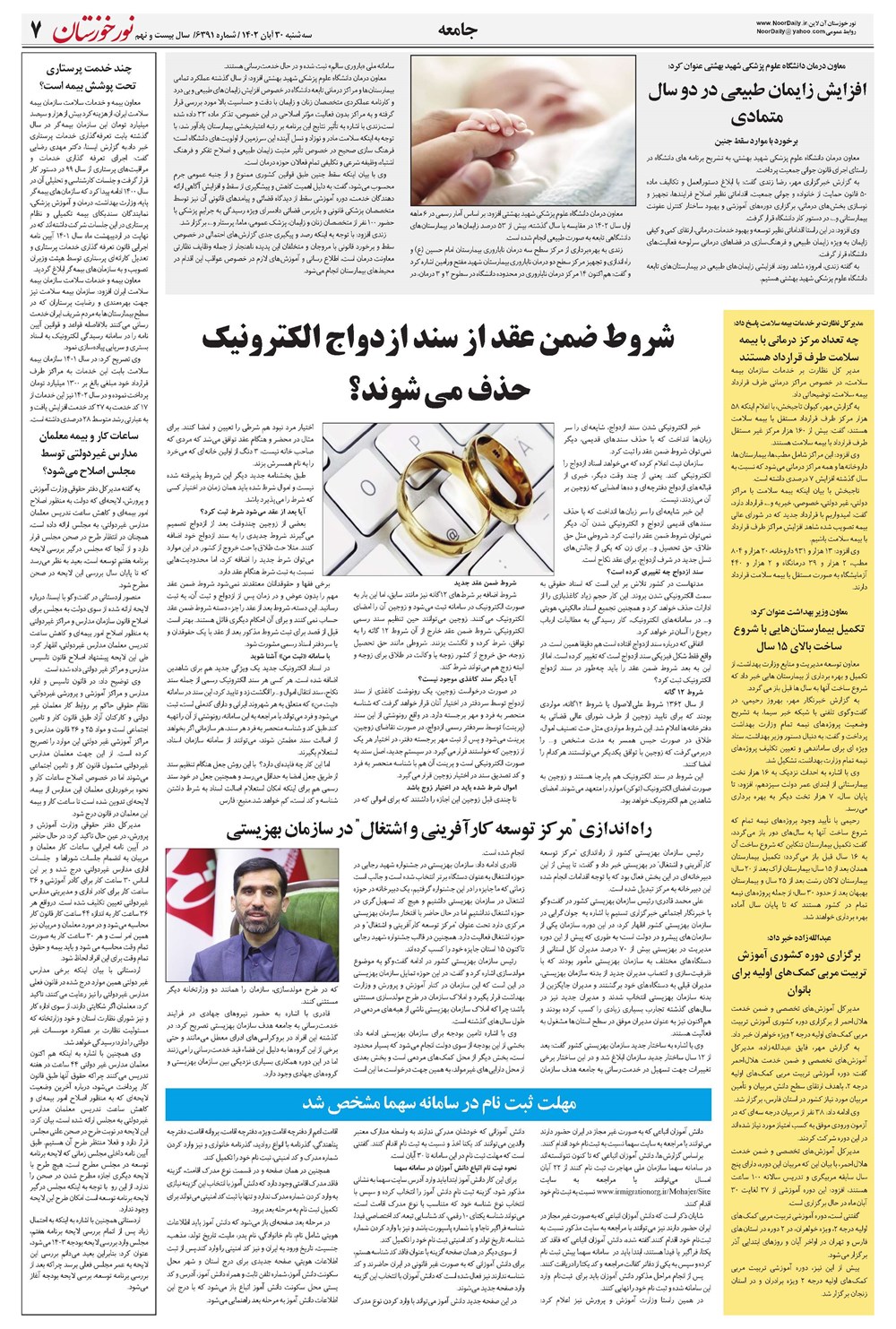روزنامه تاریخ ۳۰ آبان ۱۴۰۲