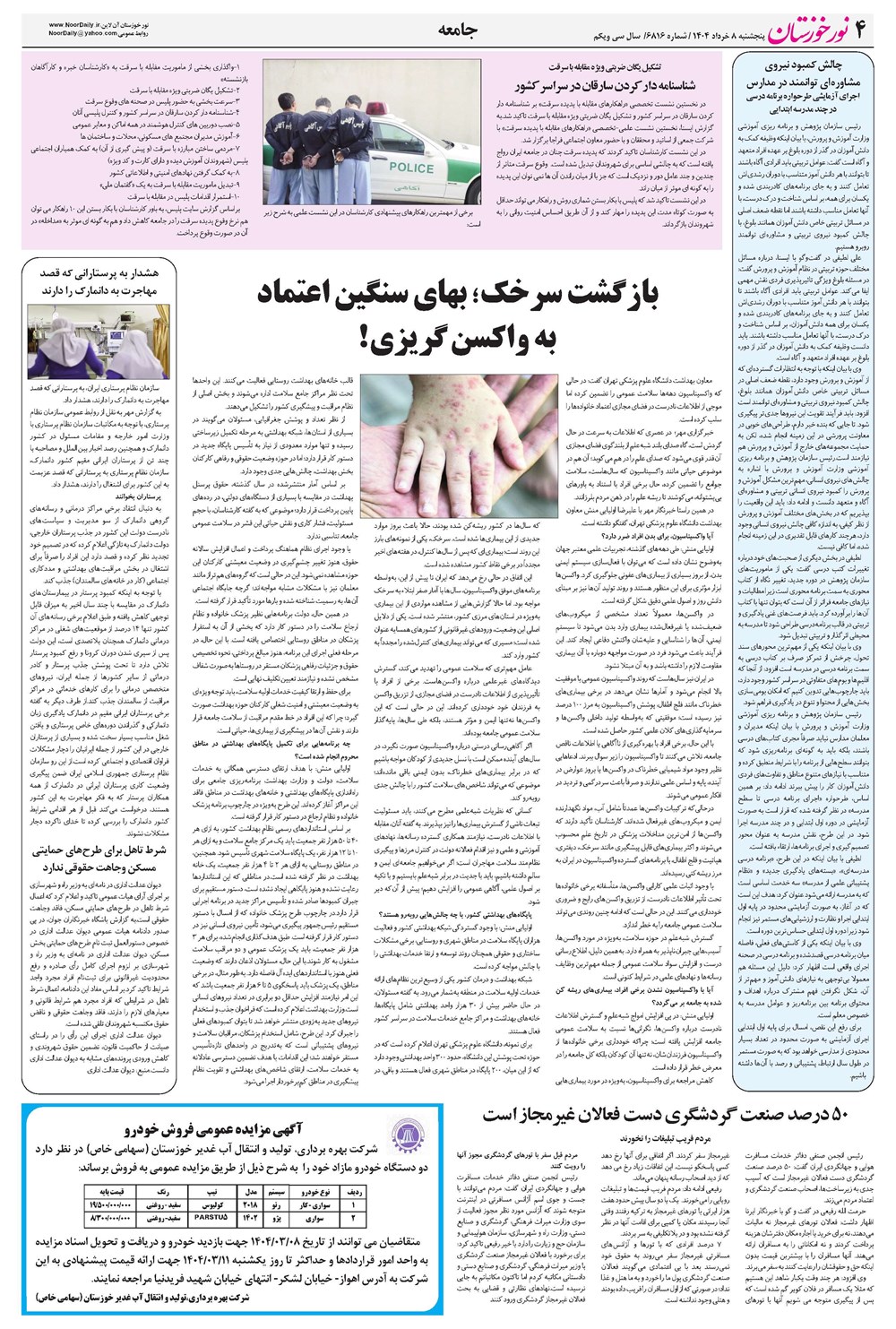 روزنامه تاریخ ۹ خرداد ۱۴۰۴